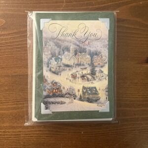 NEW Hallmark Thomas Kinkade Holiday Thank You Christmas 10 Cards & Envelopes‎